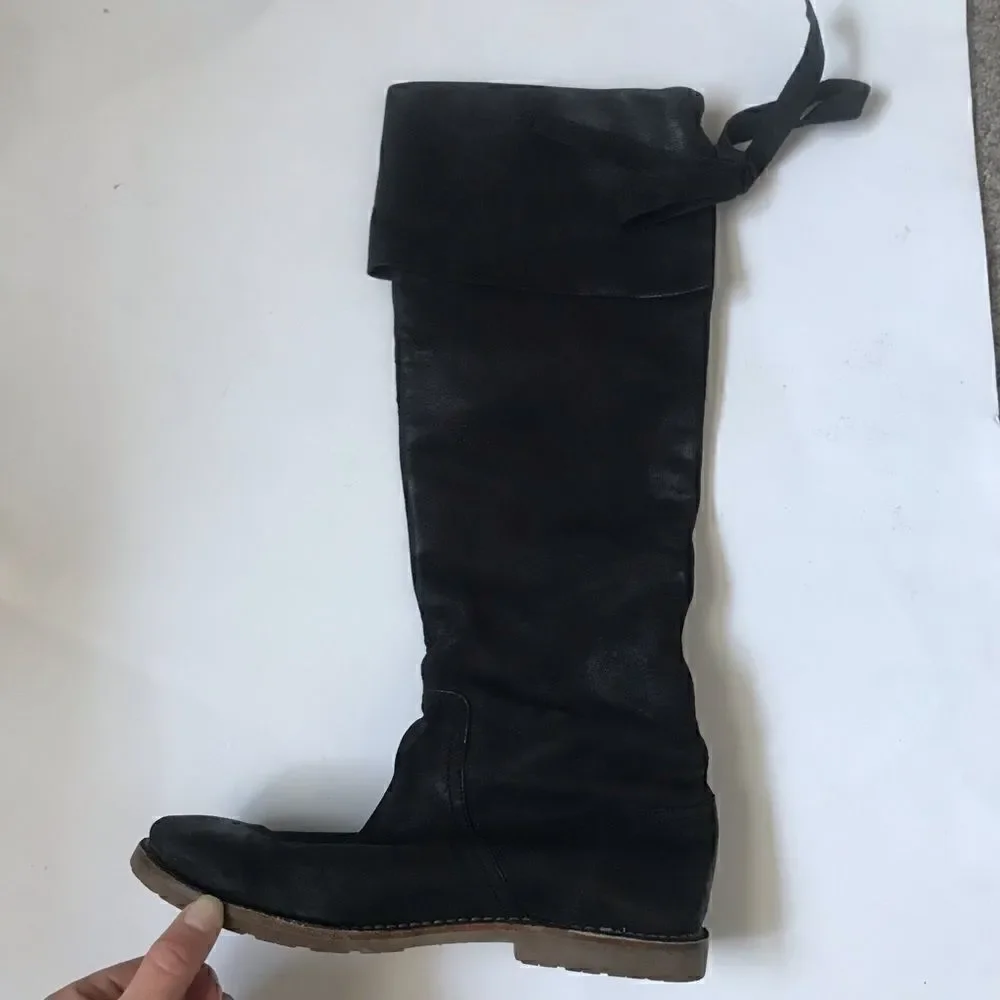 Frye Celia over the knee black leather boots NWOT